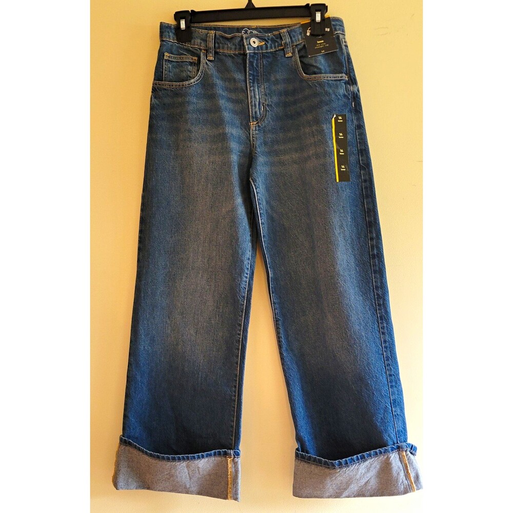 NWT Art Class Girls Jeans Size 14 Blue Denim Loose Mid Rise Straight Leg Pockets